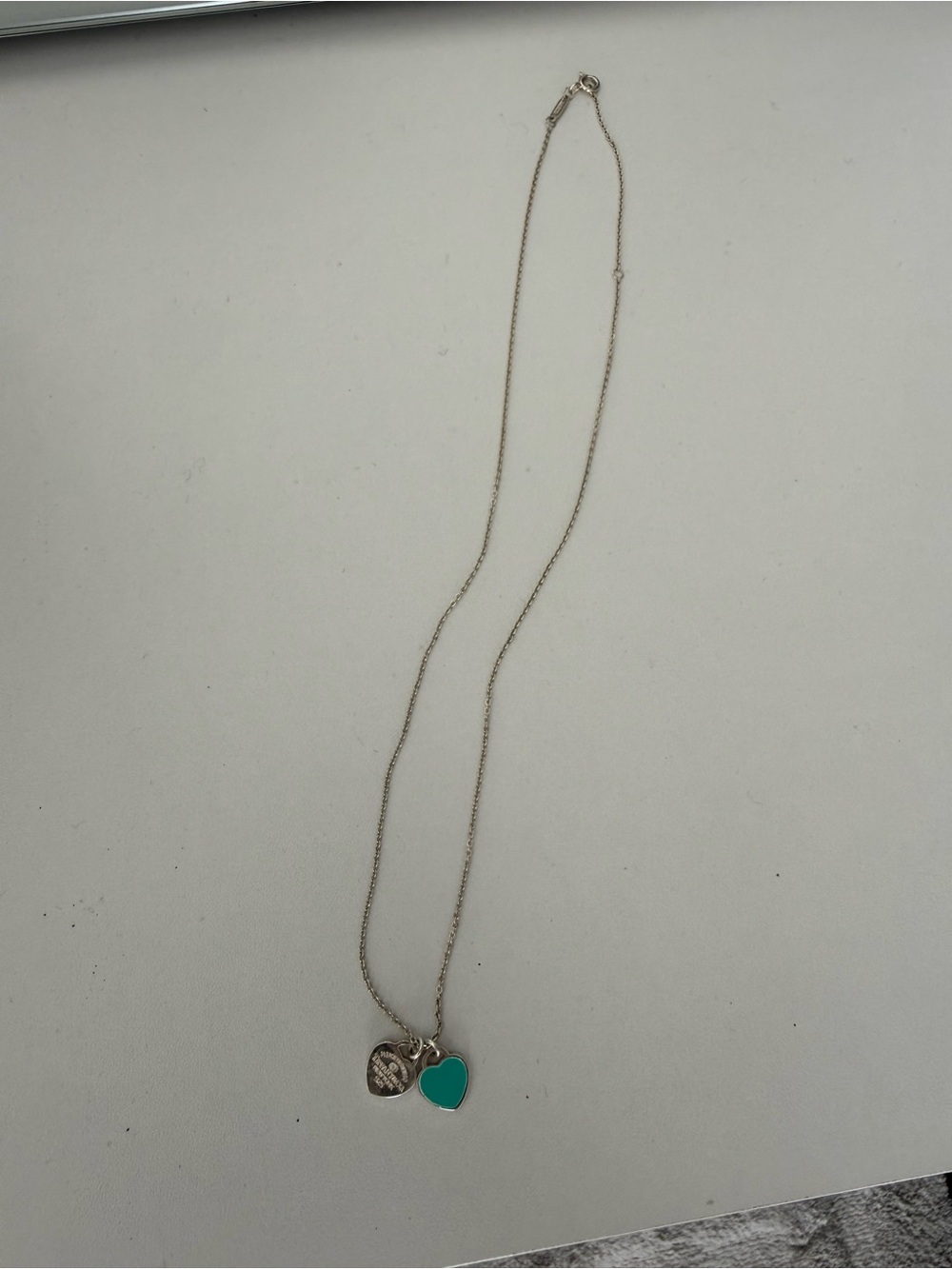 Tiffany & Co. Silver Chain Necklace with Turquoise Heart Charm